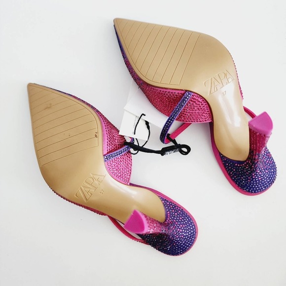 Zara Fuchsia and Violet Embellished Heels - Picture 5 of 6
